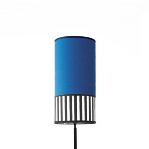 abat-jour en tissu bleu indigo au format tube