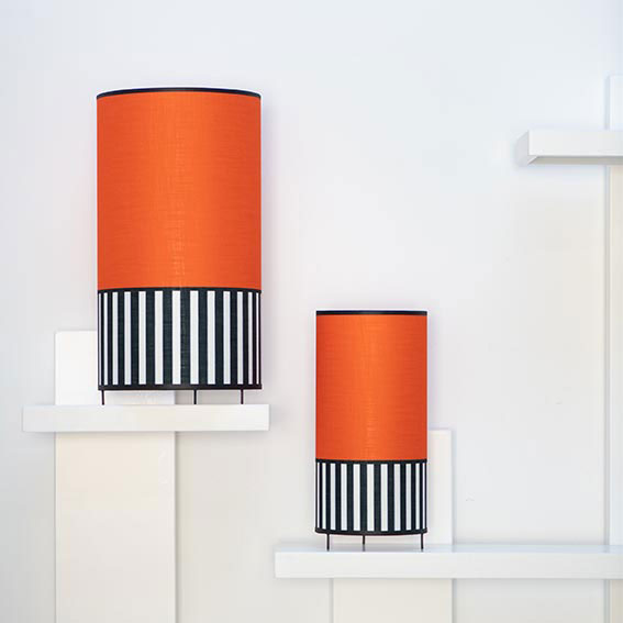lampe trépied format tube design orange sanguine